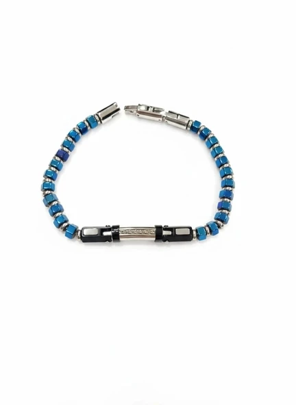 Mavi Çelik  Erkek Çelik Bileklik Boy 20.5 Cm / En 0.6 Cm  - Ebl0029 ürün görseli 1