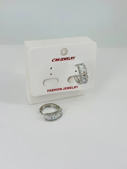 Rodyum Zirkon Taşlı Pirinç Küpeler - Kp00458 ürün görseli 1
