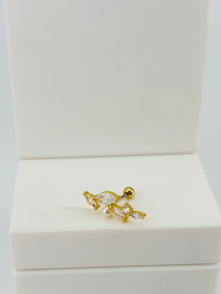 Zirkon Taşlı Uç Kısmı : Pirinç Kıkırdak Bar Uzunluğu : 6 Mm / Bar Kalınlığı 0.8 Mm / Top Boyu 3 Mm - Pt0069-1 ürün görseli 1