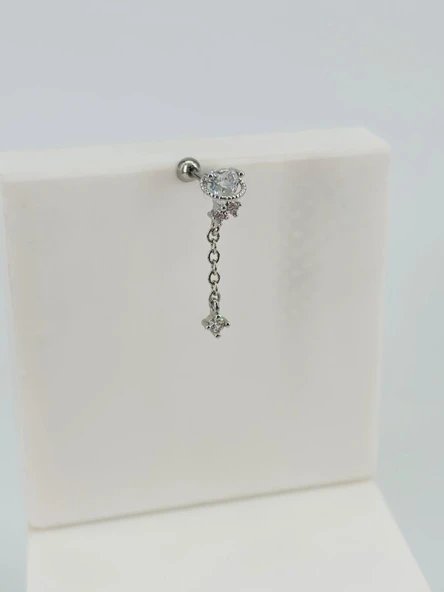 Rodyum Zirkon Taşlı Uç Kısmı : Pirinç Kıkırdak Bar Uzunluğu : 6 Mm / Bar Kalınlığı 0.8 Mm / Top Boyu 3 Mm - Pt0048 ürün görseli 1