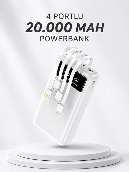 Powerbank Şarj Cihazı 4 Çıkışlı 20.000 Mah Powerbank Kompakt Yüksek Kapasiteli Hızlı Şarj ürün görseli 1