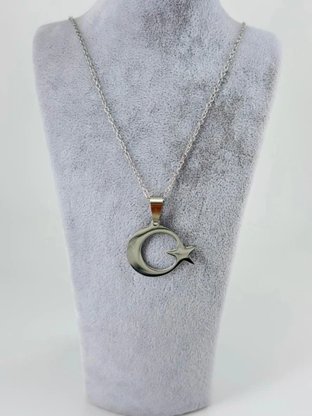 Ay Yıldız Çelik Erkek Kolye - Ekl0091 ürün görseli 1