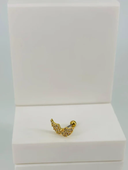 Zirkon Taşlı Uç Kısmı : Pirinç Kıkırdak Bar Uzunluğu : 6 Mm / Bar Kalınlığı 0.8 Mm / Top Boyu 3 Mm  - Pt0054-1 ürün görseli 1