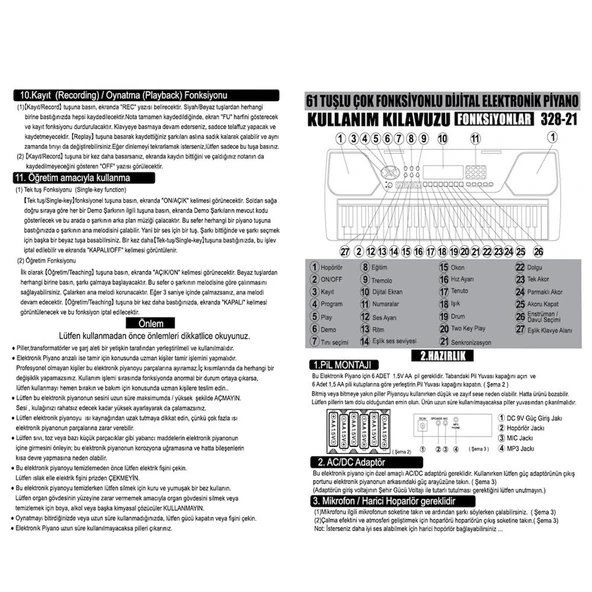 61 TUŞ IŞIKLI BÜYÜK PİYANO - Resim 4