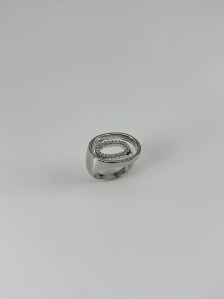 Rodyum Kaplama Zirkon Taşlı Yüzük - Yz0166 ürün görseli 1