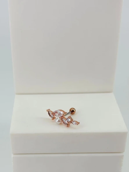 Rose Zirkon Taşlı Uç Kısmı : Pirinç Kıkırdak Bar Uzunluğu : 6 Mm / Bar Kalınlığı 0.8 Mm / Top Boyu 3 Mm - Pt0069-2 ürün görseli 1