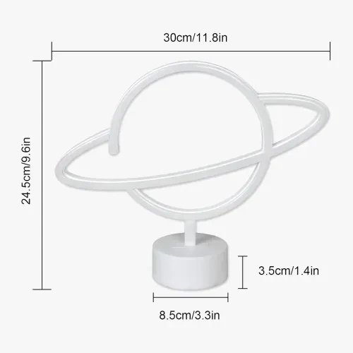 Neon Işıklı Satürn Lamba (pil + Usb) - Resim 4