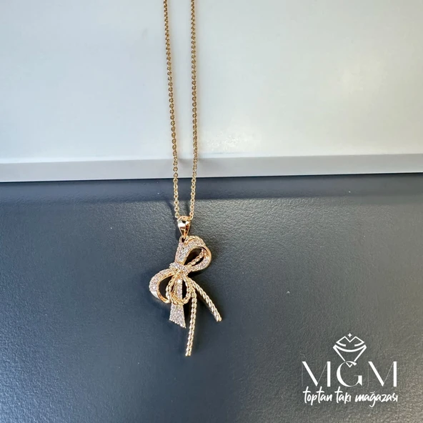 Zirkon Taşlı Fiyonk Kolye - Kl0021 ürün görseli 1