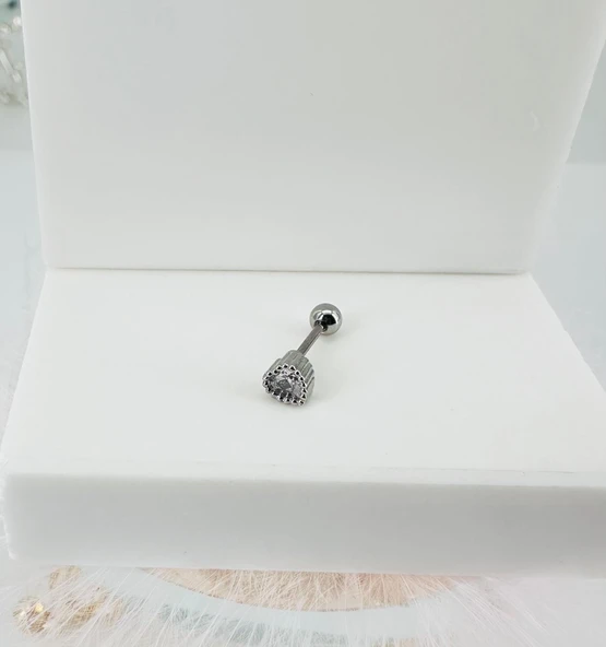 Rodyum Zirkon Taşlı Uç Kısmı : Pirinç Kıkırdak Bar Uzunluğu : 6 Mm / Bar Kalınlığı 0.8 Mm / Top Boyu 3 Mm - Pt0029 ürün görseli 1