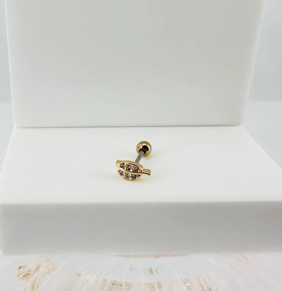 Zirkon Taşlı Uç Kısmı : Pirinç Kıkırdak Bar Uzunluğu : 6 Mm / Bar Kalınlığı 0.8 Mm / Top Boyu 3 Mm - Pt0016-1 ürün görseli 1