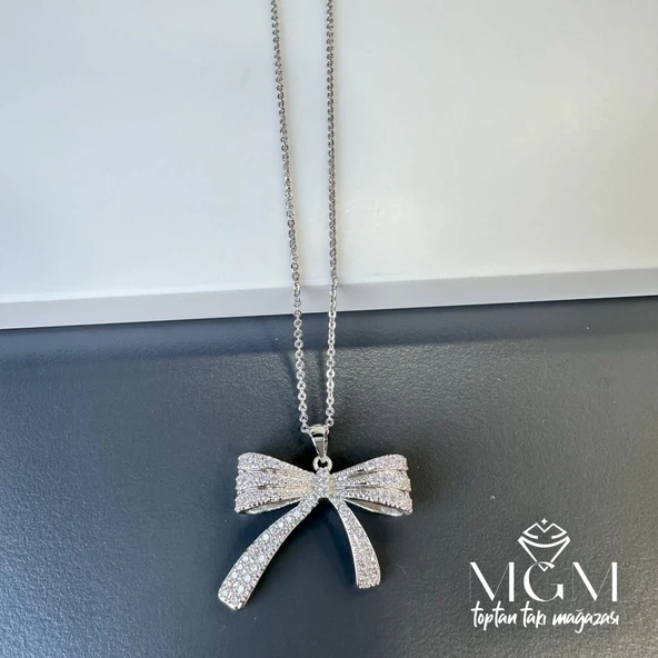 Zirkon Taşlı Fiyonk Kolye - Kl0018 ürün görseli 1