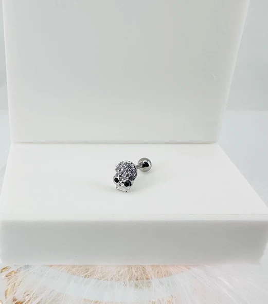 Rodyum Zirkon Taşlı Uç Kısmı : Pirinç Kıkırdak Bar Uzunluğu : 6 Mm / Bar Kalınlığı 0.8 Mm / Top Boyu 3 Mm - Pt0033 ürün görseli 1