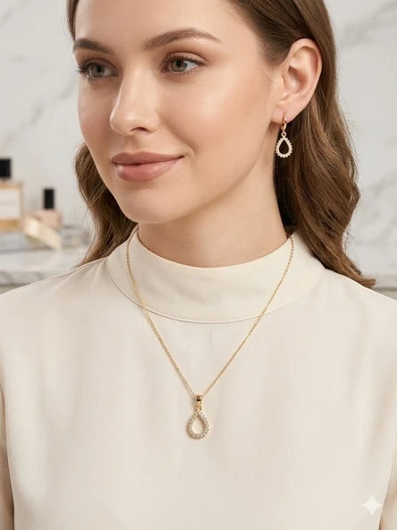 Rose Zirkon Taşlı Zincir : Çelik Ürünler 40+5 Cm - Set0044 ürün görseli 1