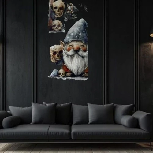 Gotik Cüce Ve Kafatası Duvar Sticker Seti - Resim 3