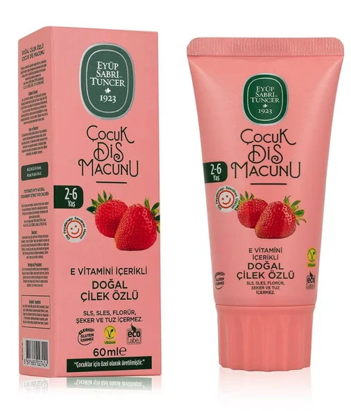 Eyüp Sabri TuncerDoğal Çilek Özlü 2-6 Yaş Çocuk Diş Macunu 60 ml ürün görseli 1