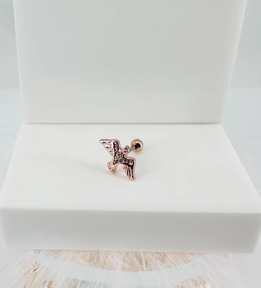 Rose Zirkon Taşlı Uç Kısmı : Pirinç Kıkırdak Bar Uzunluğu : 6 Mm / Bar Kalınlığı 0.8 Mm / Top Boyu 3 Mm - Pt0041-2 ürün görseli 1