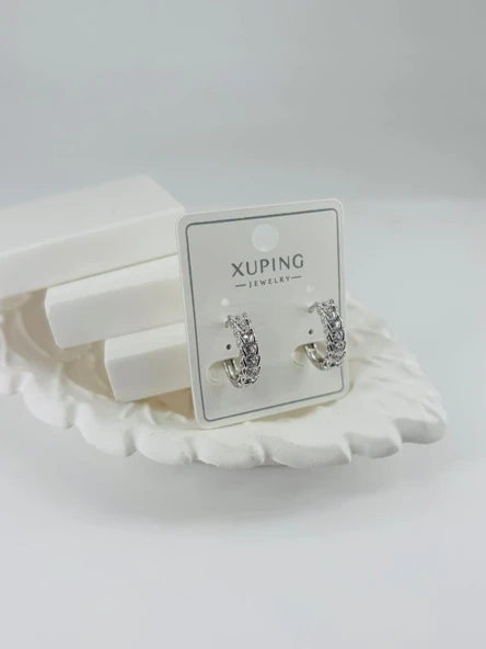 Rodyum Zirkon Taşlı Pirinç Zirkon Küpe - Kp00305 ürün görseli 1