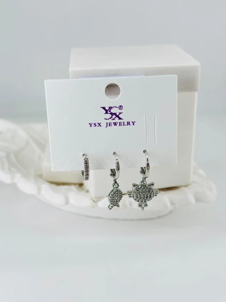 Zirkon Taşlı Üçlü Kombin Küpe - Kp00431 ürün görseli 1