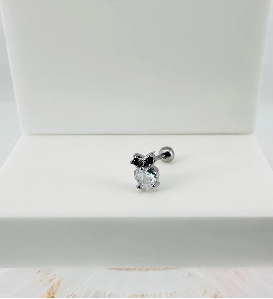 Rodyum Zirkon Taşlı Uç Kısmı : Pirinç Kıkırdak Bar Uzunluğu : 6 Mm / Bar Kalınlığı 0.8 Mm / Top Boyu 3 Mm - Pt0017 ürün görseli 1