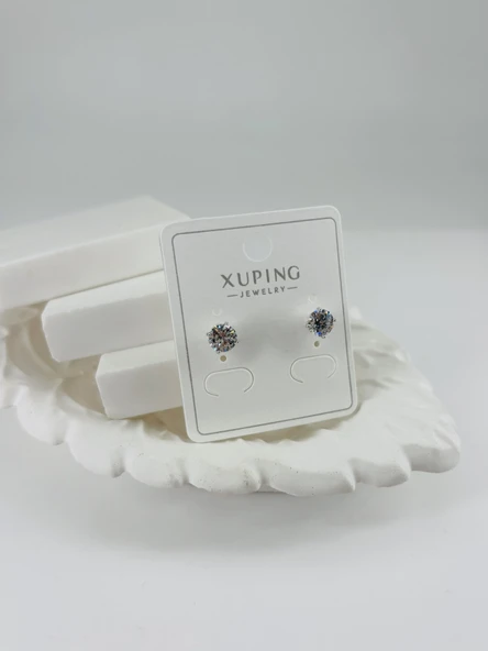 Rodyum Zirkon Taşlı Pirinç Zirkon Küpe - Kp00336 ürün görseli 1