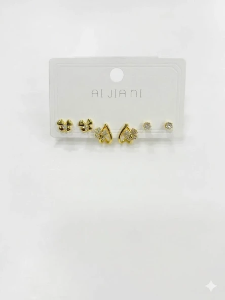 Yonca Detaylı Altılı Küpe - Kp00590 ürün görseli 1