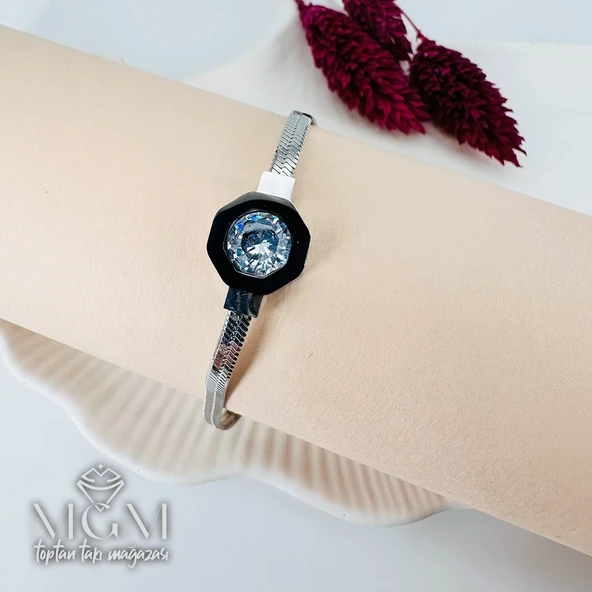 Rodyum Çelik Bileklikler 17+5 Cm Uzatma Payı - Kbl0135 ürün görseli 1