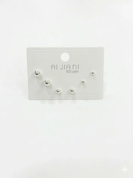 Rodyum Zirkon Taşlı Pirinç Altılı  Kombin Küpe - Kp00589 ürün görseli 1