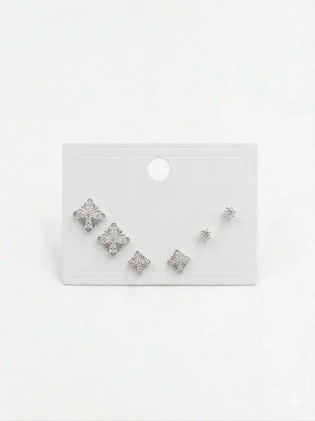 Çiçek Detaylı Altılı Küpe - Kp00642 ürün görseli 1