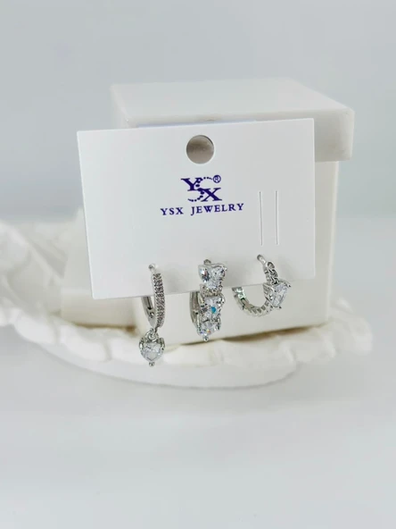 Zirkon Taşlı Üçlü Kombin Küpe - Kp00384 ürün görseli 1