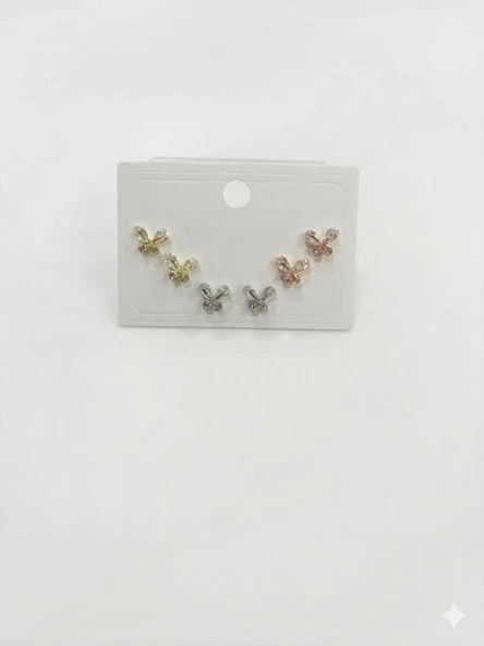 Tatlı Kelebek Modeli Altılı Küpe - Kp00563 ürün görseli 1