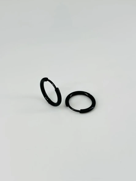 Siyah  Çelik Erkek Küpe Çap (12 Mm) Kalınlık (2 Mm) - Ekp0033 ürün görseli 1