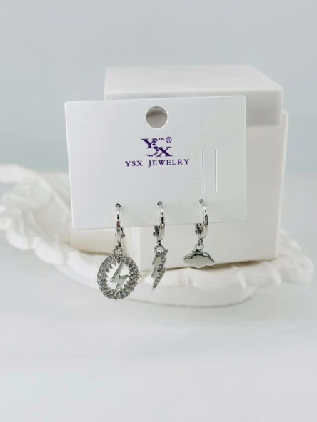 Zirkon Taşlı Üçlü Kombin Küpe - Kp00437 ürün görseli 1
