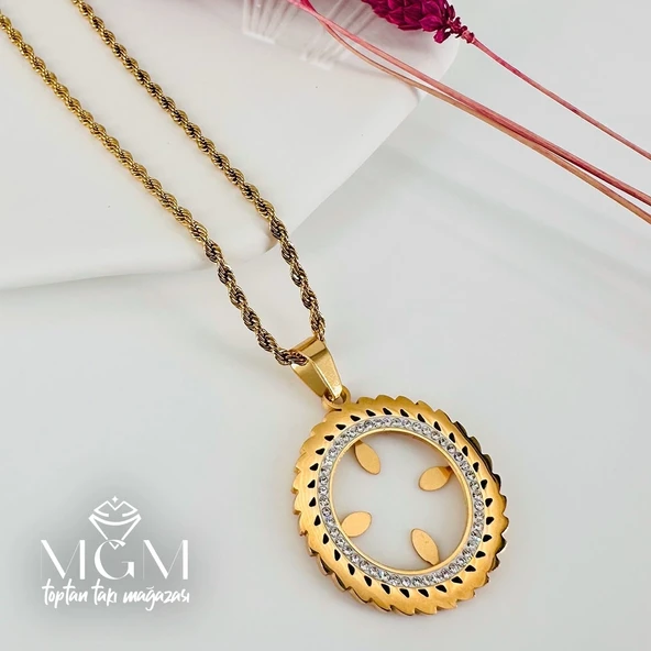 Zirkon Taşlı Çelik Çelik Kolye 40+5 Cm - Kl0196 ürün görseli 1