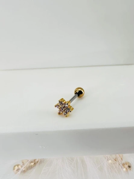 Zirkon Taşlı Uç Kısmı : Pirinç Kıkırdak Bar Uzunluğu : 6 Mm / Bar Kalınlığı 0.8 Mm / Top Boyu 3 Mm - Pt0002-1 ürün görseli 1