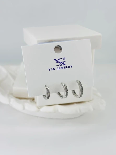 Zirkon Taşlı Üçlü Kombin Küpe - Kp00392 ürün görseli 1