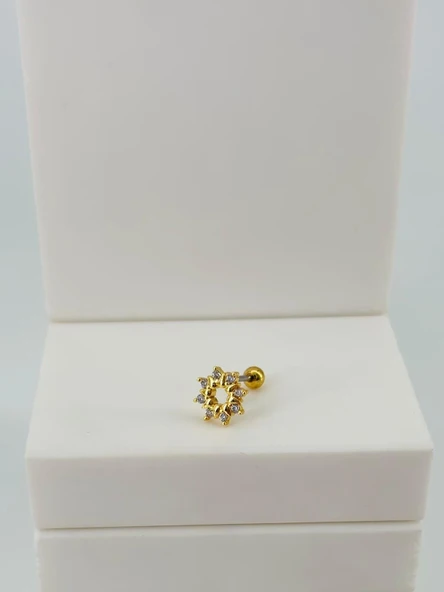 Zirkon Taşlı Uç Kısmı : Pirinç Kıkırdak Bar Uzunluğu : 6 Mm / Bar Kalınlığı 0.8 Mm / Top Boyu 3 Mm  - Pt0068-1 ürün görseli 1