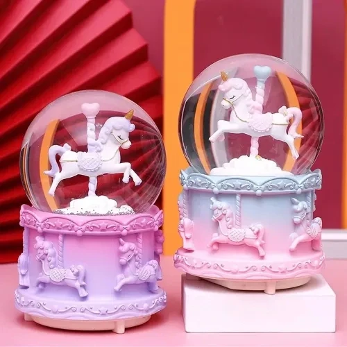 Mini Boy Işıklı Unicorn Kar Küresi ürün görseli 1