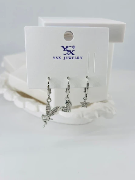 Zirkon Taşlı Üçlü Kombin Küpe - Kp00054 ürün görseli 1