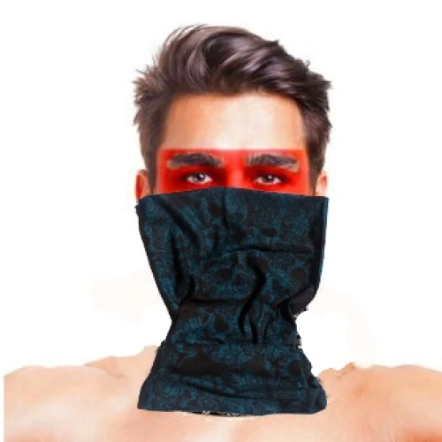 Baf Bandana Çoklu Kafatası Mavi Siyah Maske ürün görseli 1