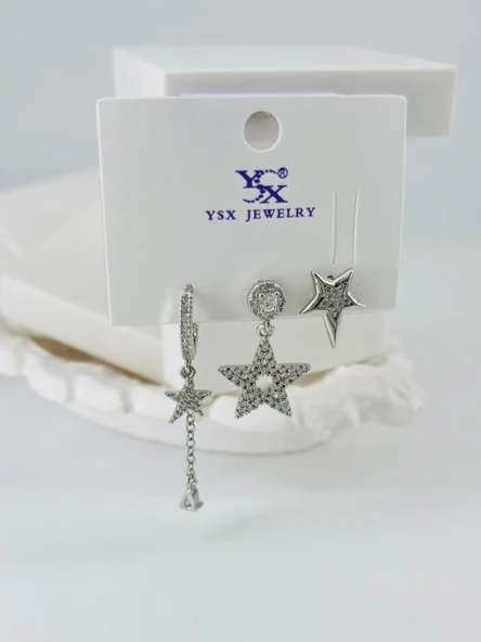 Zirkon Taşlı Üçlü Kombin Küpe - Kp00064 ürün görseli 1
