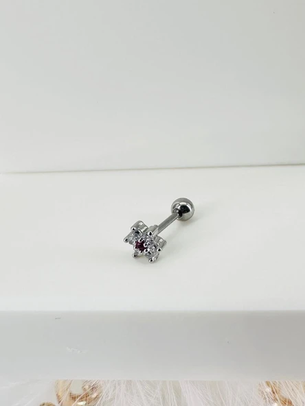 Rodyum Zirkon Taşlı Uç Kısmı : Pirinç Kıkırdak Bar Uzunluğu : 6 Mm / Bar Kalınlığı 0.8 Mm / Top Boyu 3 Mm - Pt0004 ürün görseli 1