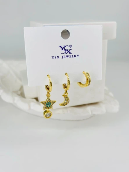Zirkon Taşlı Üçlü Kombin Küpe - Kp00380 ürün görseli 1