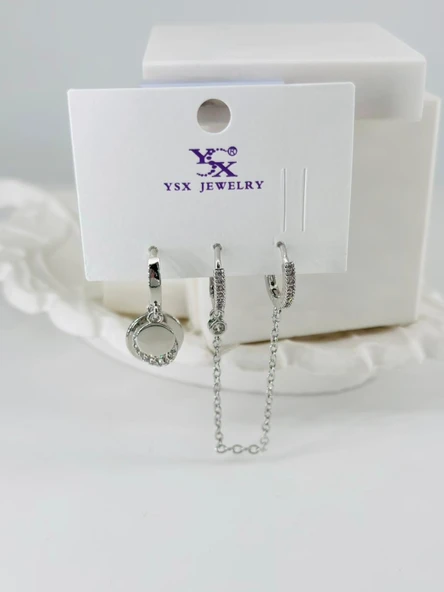Zirkon Taşlı Üçlü Kombin Küpe - Kp00432 ürün görseli 1