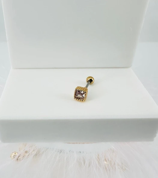 Zirkon Taşlı Uç Kısmı : Pirinç Kıkırdak Bar Uzunluğu : 6 Mm / Bar Kalınlığı 0.8 Mm / Top Boyu 3 Mm - Pt0015-1 ürün görseli 1