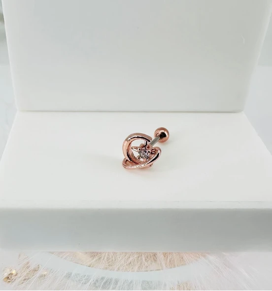 Rose Zirkon Taşlı Uç Kısmı : Pirinç Kıkırdak Bar Uzunluğu : 6 Mm / Bar Kalınlığı 0.8 Mm / Top Boyu 3 Mm - Pt0032-2 ürün görseli 1