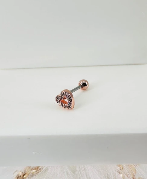 Rose Zirkon Taşlı Uç Kısmı : Pirinç Kıkırdak Bar Uzunluğu : 6 Mm / Bar Kalınlığı 0.8 Mm / Top Boyu 3 Mm - Pt0007-2 ürün görseli 1