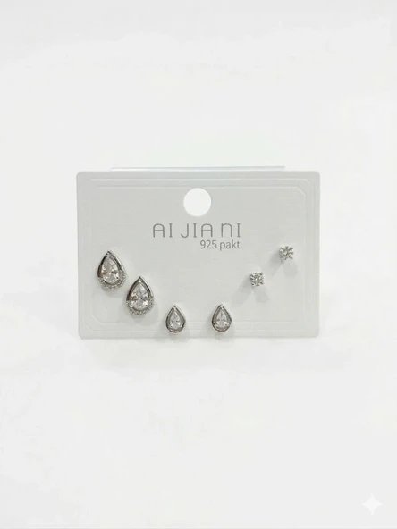 Su Damlası Detaylı Altılı Küpe - Kp00585 ürün görseli 1