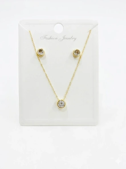 Zirkon Taşlı Zincir : Çelik Ürünler 40+5 Cm - Set0016 ürün görseli 1