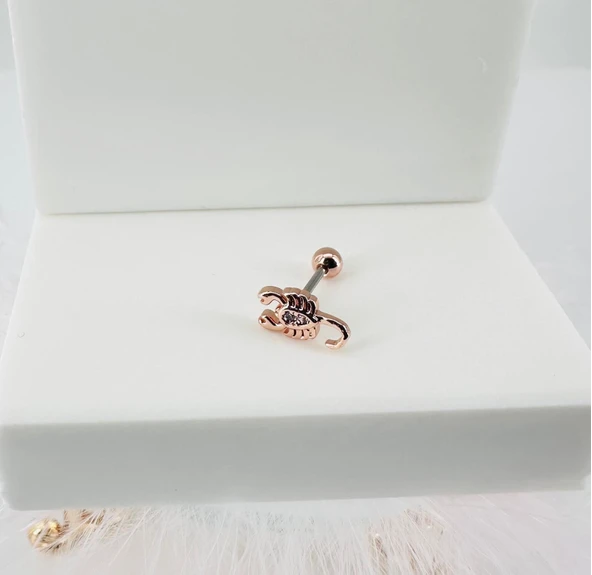 Rose Zirkon Taşlı Uç Kısmı : Pirinç Kıkırdak Bar Uzunluğu : 6 Mm / Bar Kalınlığı 0.8 Mm / Top Boyu 3 Mm - Pt0011-2 ürün görseli 1