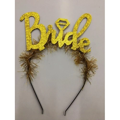 Altın Renk Bekarlığa Veda İtalik Yazı Alyanslı Bride Taç ürün görseli 1